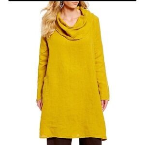 NWT BRYN WALKER Linen Nolan Tunic Dress XL Cowl Neck Top Lagenlook Boho‎ Pocket